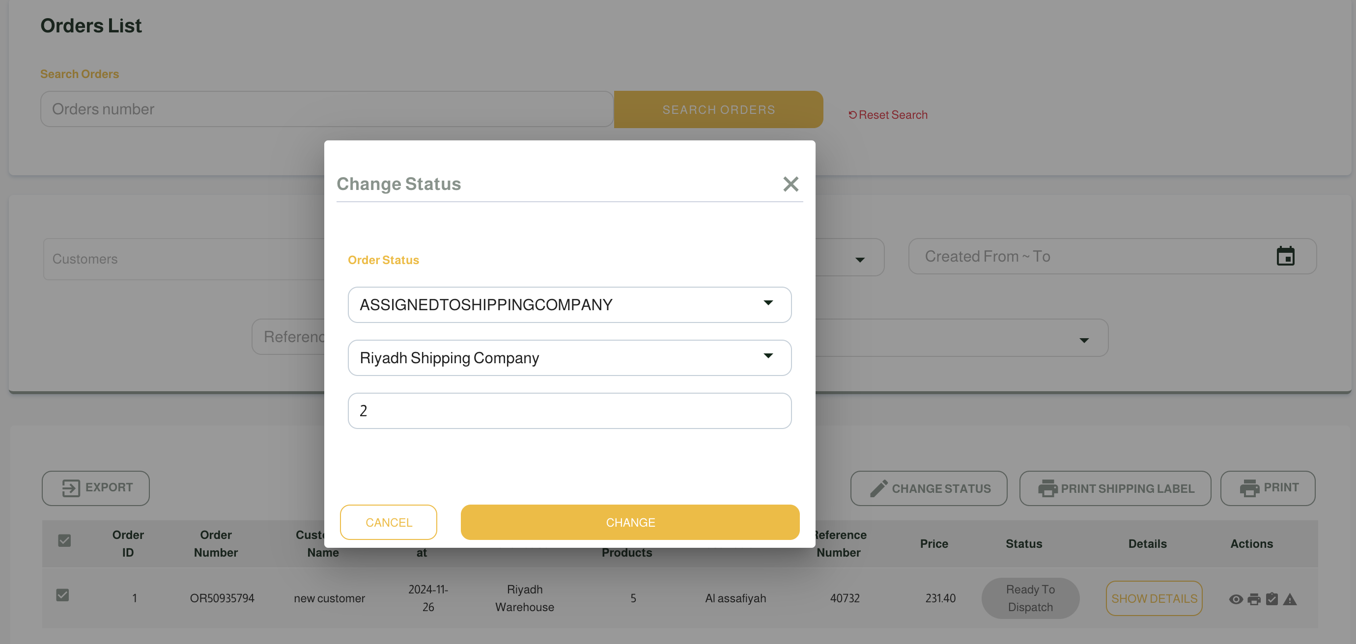 Assign order to shipping comapny