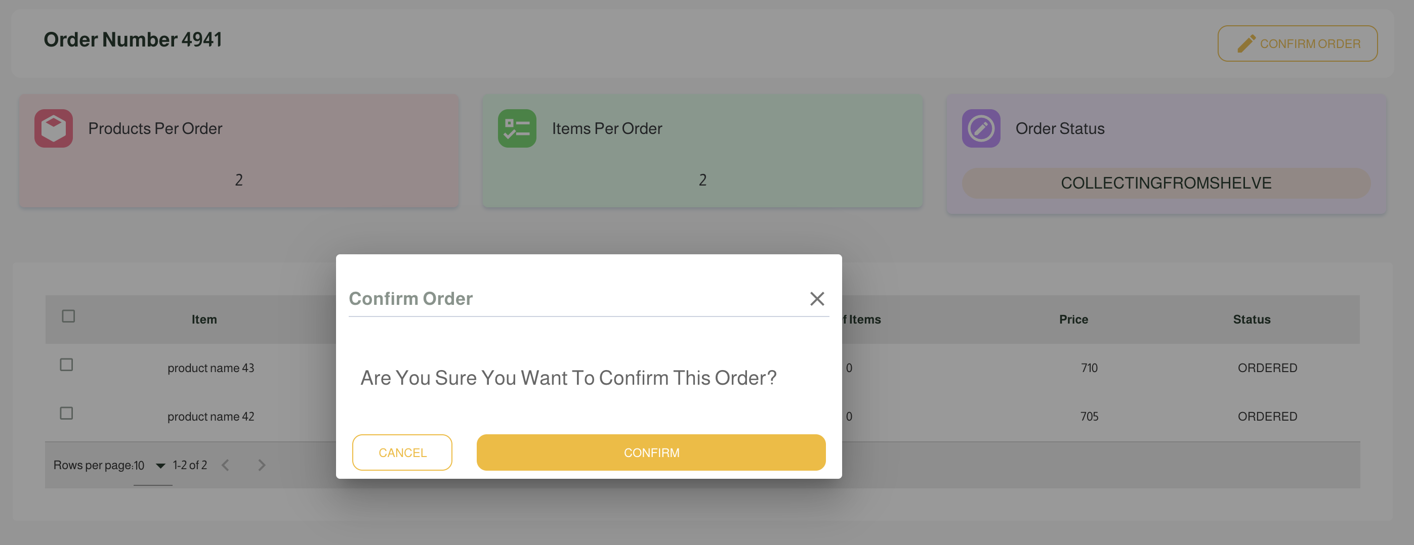 Confirm Picker Order
