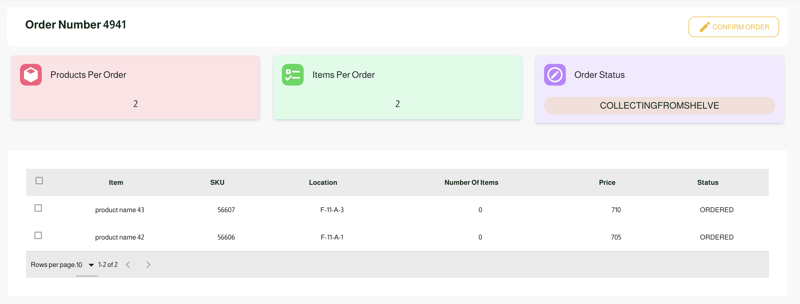 Picker Order Details