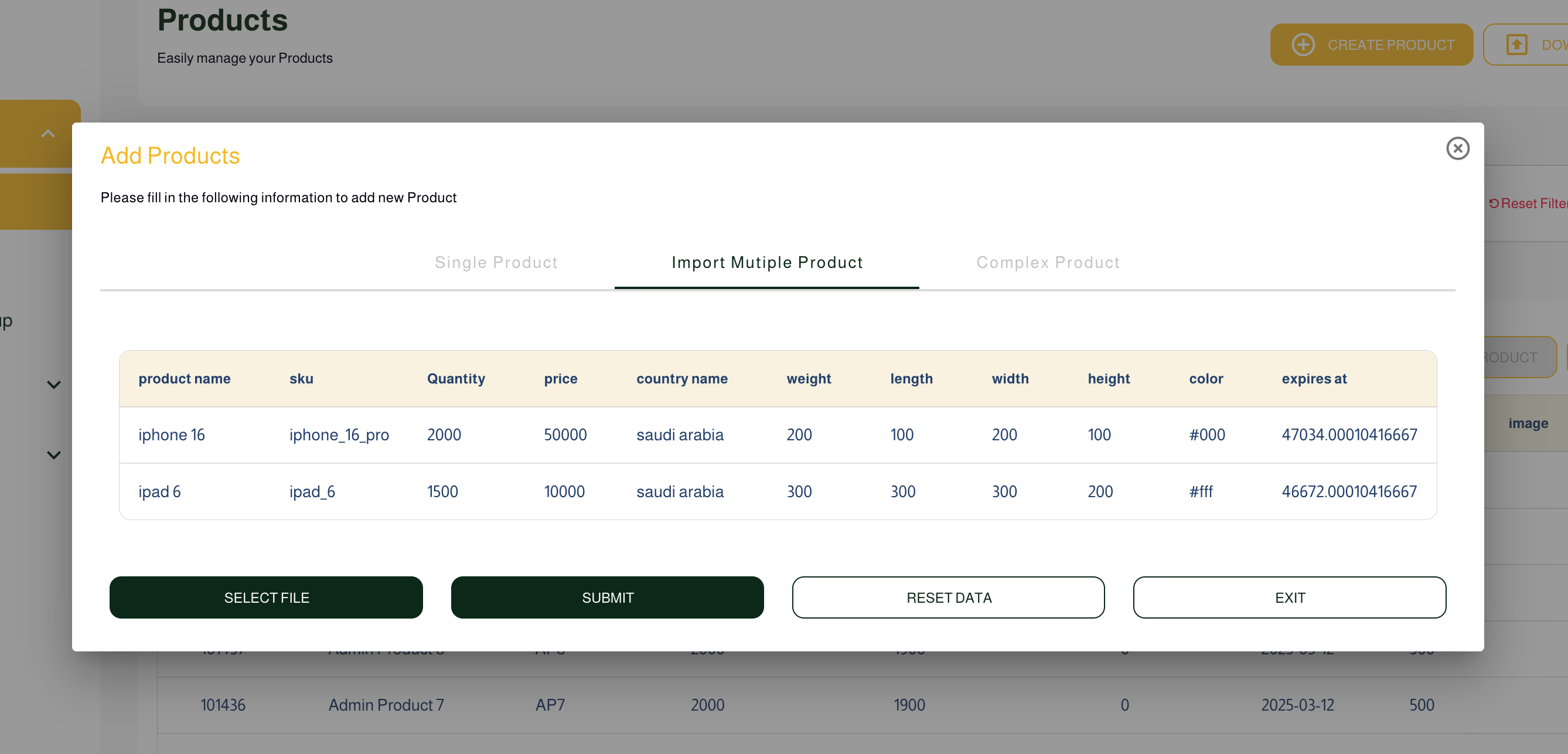 Import Multiple Products
